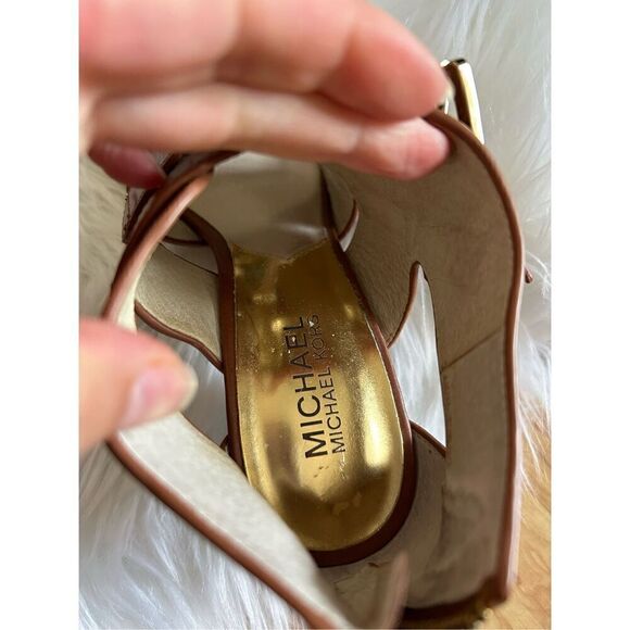 Michael kors brown leather strapped heels size 8.5 - Picture 7 of 9
